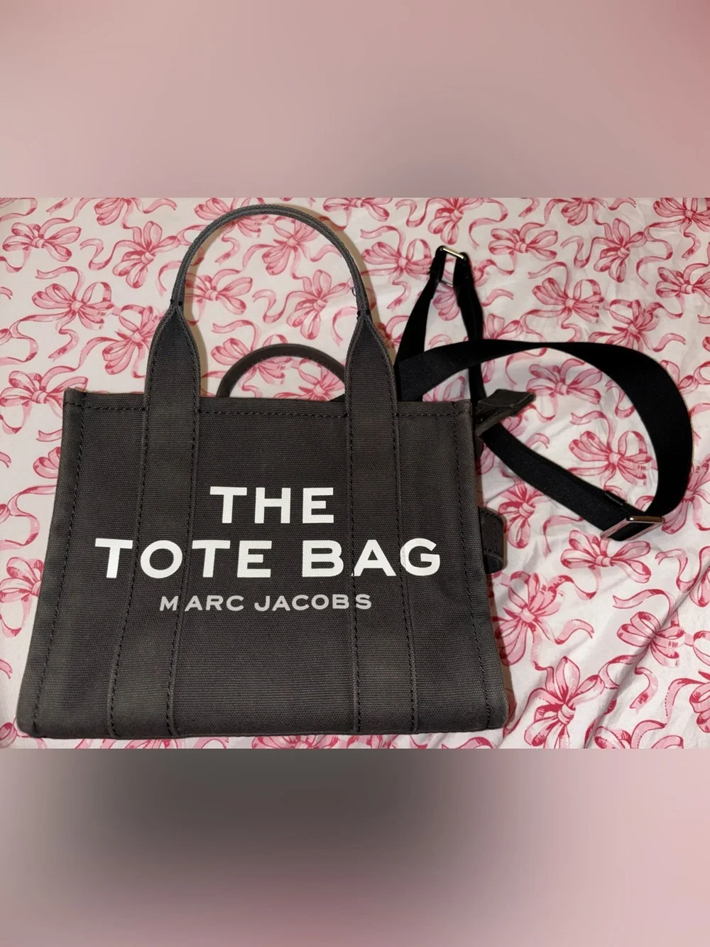 Marc Jacobs Black Canvas Tote with White Logo